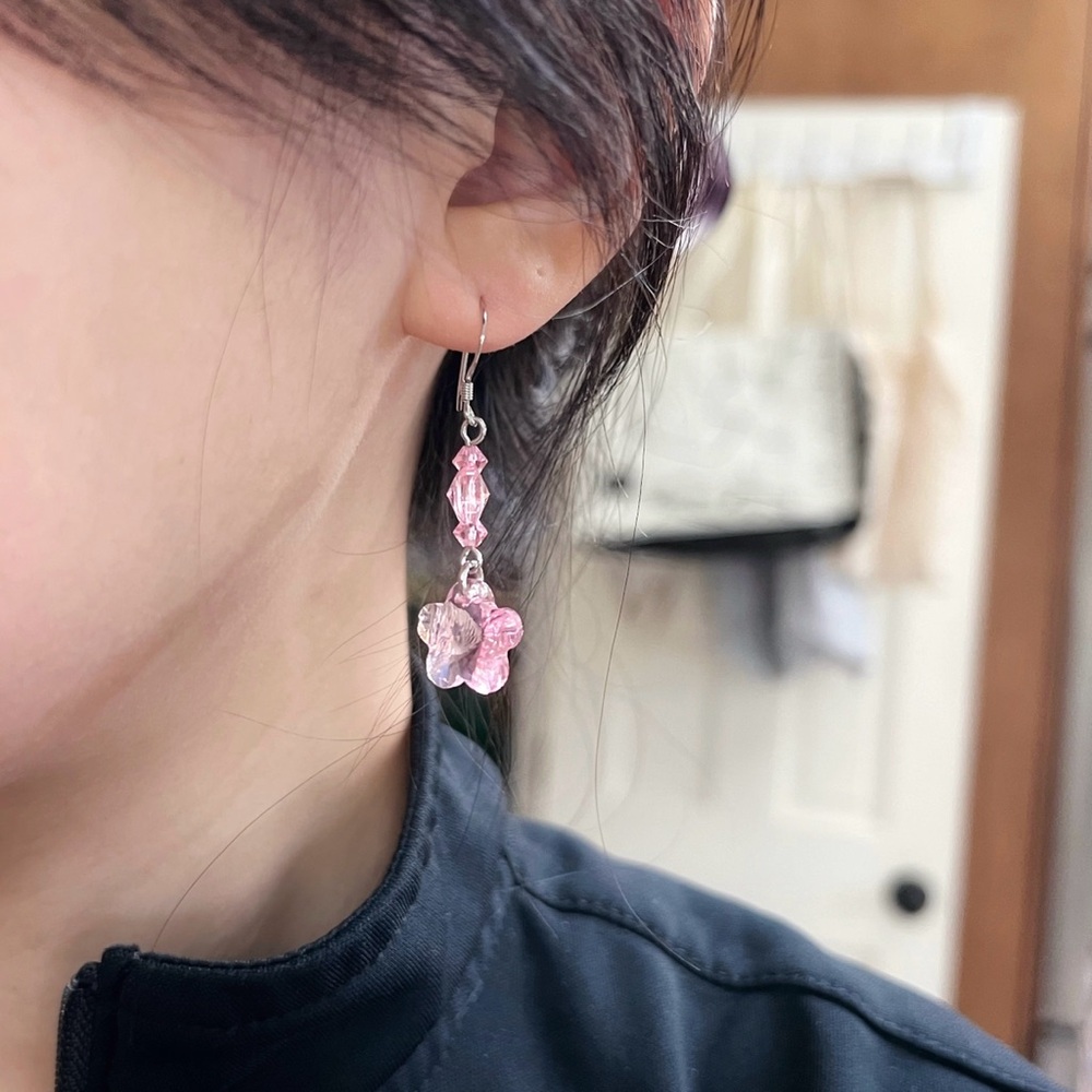 Clear Pink Cherry Blossom Earrings